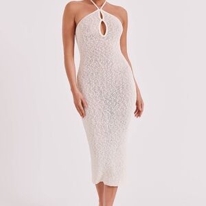 Meshki Kahali Boucle Halter Midi Dress - Cream